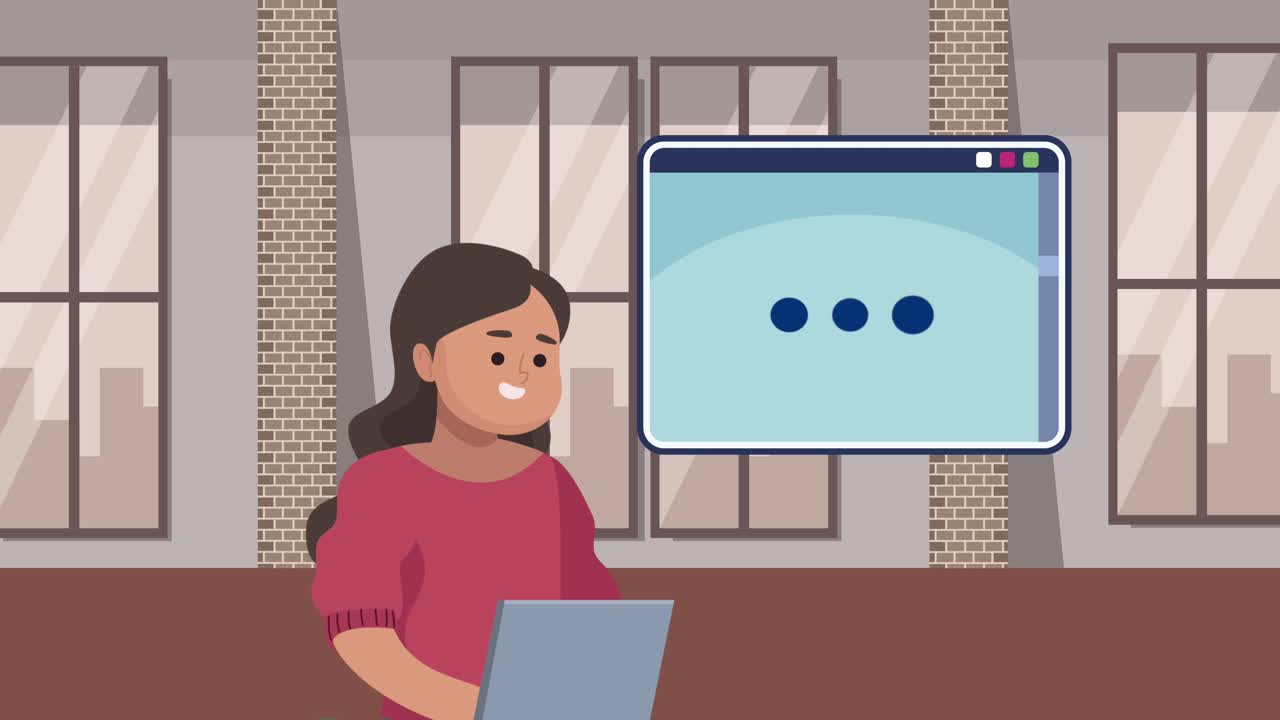 woman communicating with laptop in the house