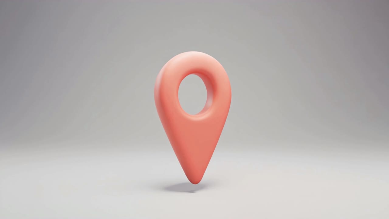 3D Pink Map Pin Icon Floating on Grey Background