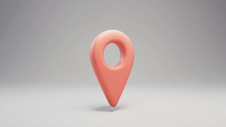 3D Pink Map Pin Icon Floating on Grey Background