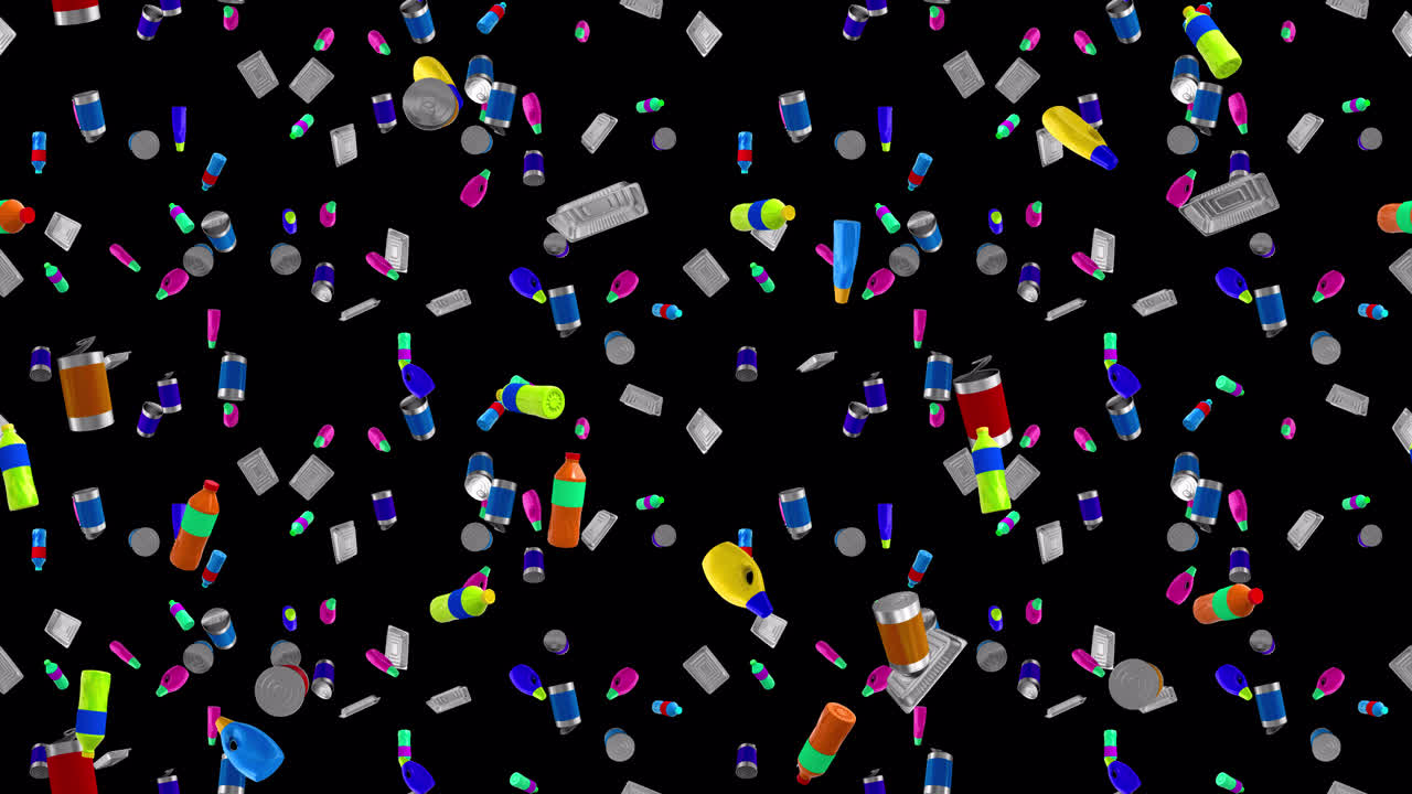 Recycling trash garbage loop tile falling with alpha