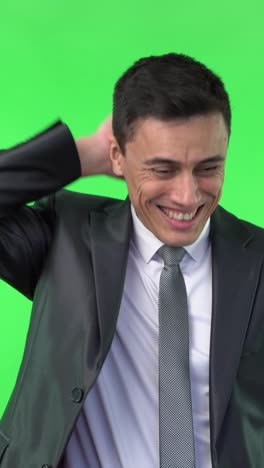 Businessman Laughing and Reacting on Green Screen