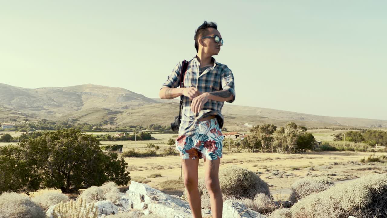 Young Nepali Man Appreciates Countryside Of Greece Free Stock Video Footage  Download Clips