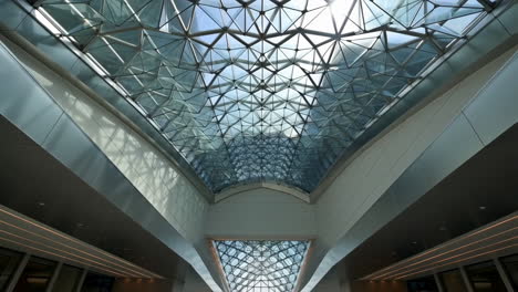 modern glass ceiling with geometric pattern