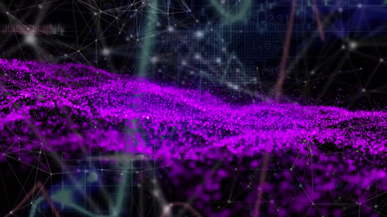 Animation of purple mesh with networks of connections