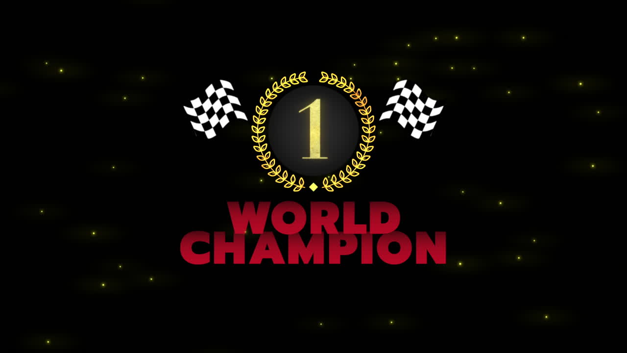 레이스 플래그와 금박을 가진 세계 챔피언