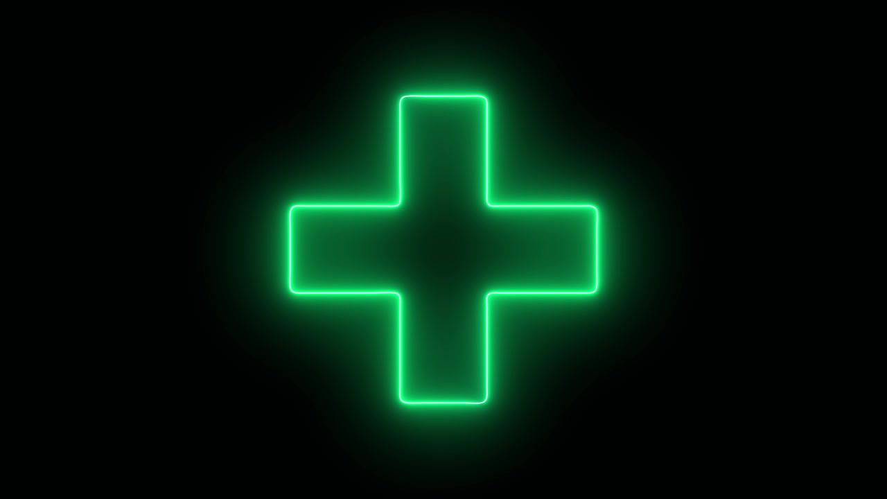 Neon Green Medical Cross