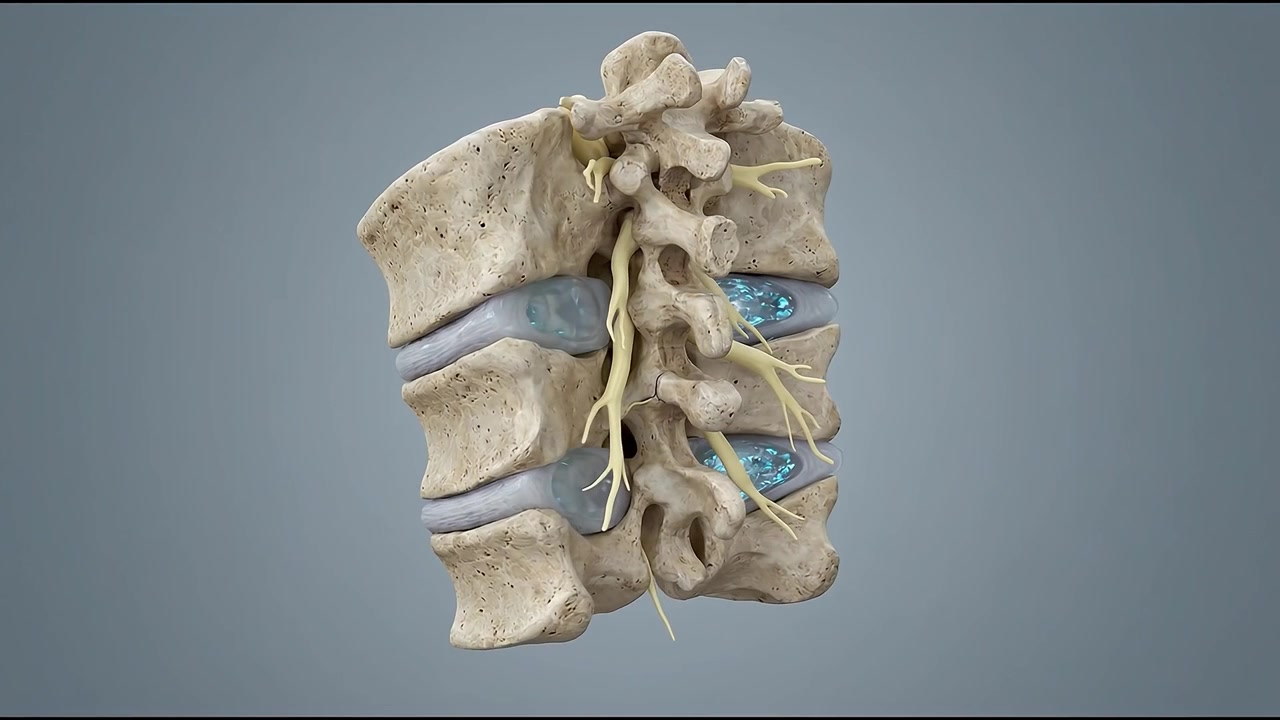Modello 3D della colonna vertebrale umana che mostra una condizione medica