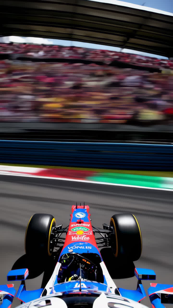 Ombordutsikt fra en Formel 1-racerbil på en bane