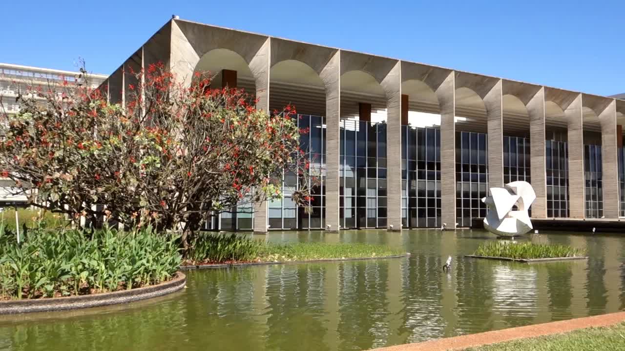 external view of Itamaraty Palace, headquarters of the Ministry of Foreign Affairs of Brazil, in Brasília, capital