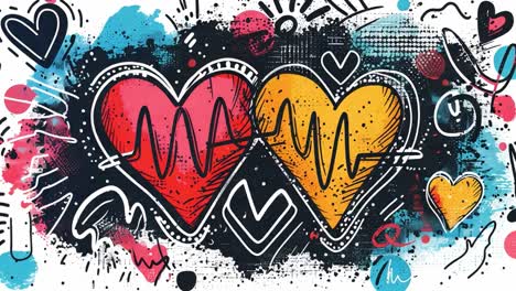 red and yellow hearts illustration