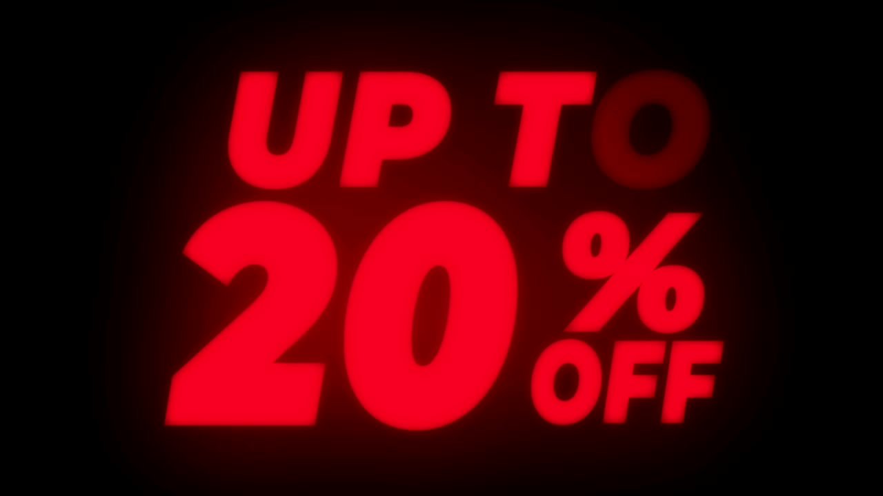 hasta un 20% de descuento en el ciclo promocional de pantalla parpadeante de texto.