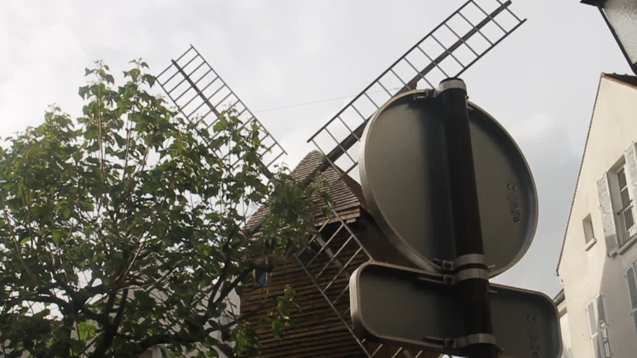 Windmill and street sign