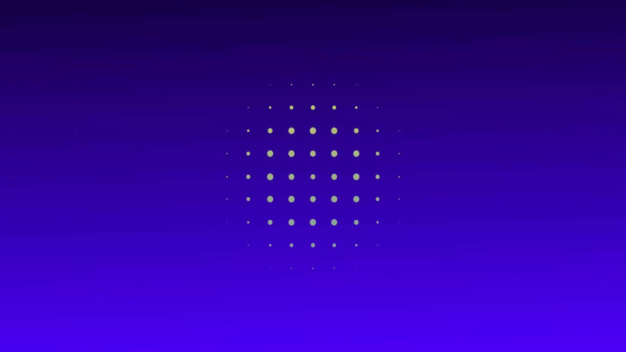 animación de un círculo hecho de puntos que se mueven contra un fondo azul