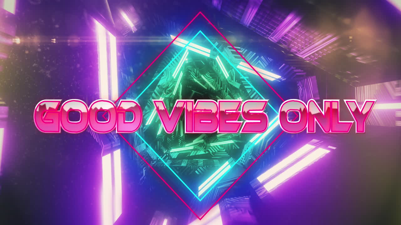 움직이는 디지털 터널을 통해 좋은 진동의 애니메이션만 텍스트