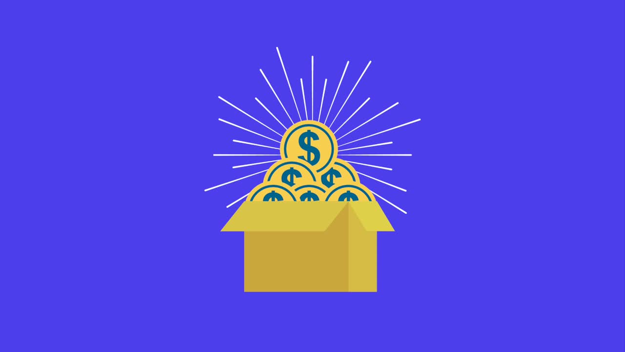 caja de cartón llena de monedas dinero en dólares