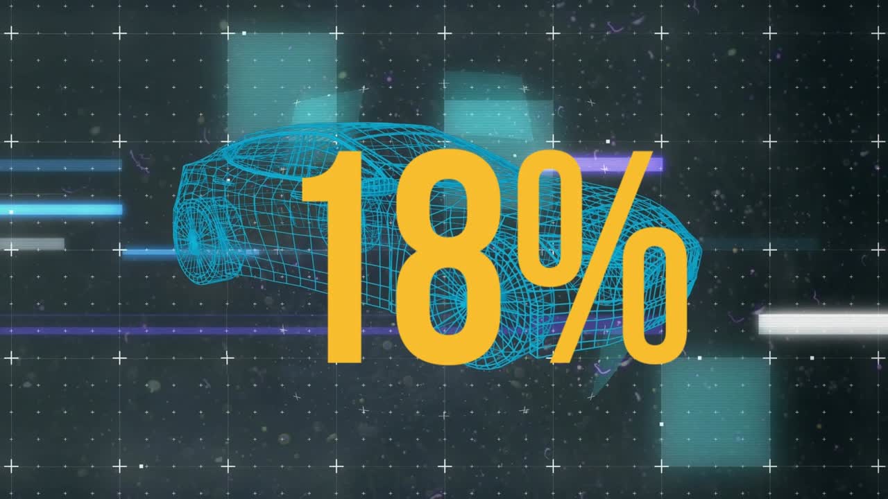 Animation of wow text over blue up on black background