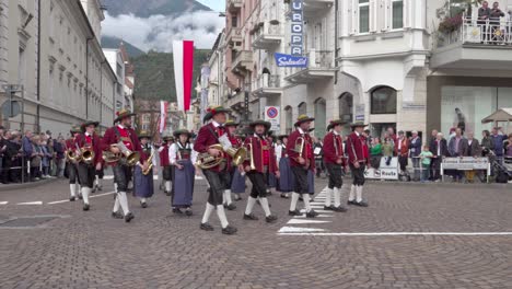 traditional austrian parade with marching band