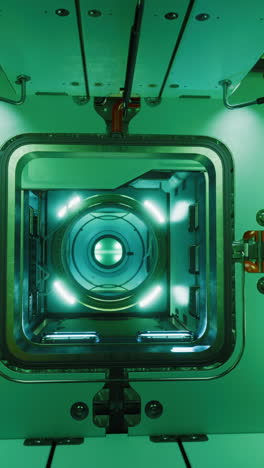 futuristic green spaceship interior