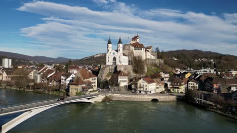 aarburg aargau switzerland historic hilltop castle above the river perfect weather