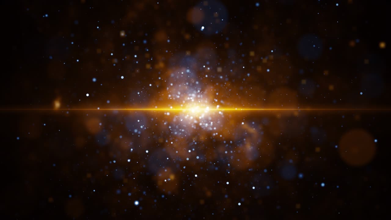 partículas azul naranja evento juego tráiler títulos escenario de concierto cinematográfico bucle de fondo