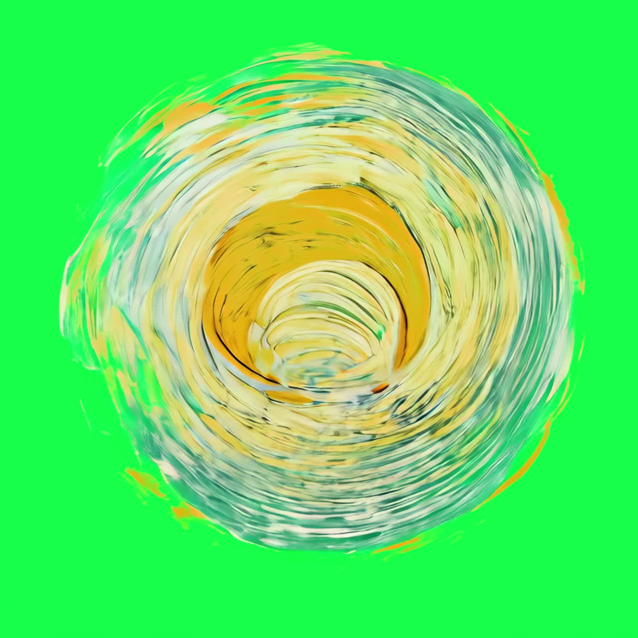 Abstract swirling crescent moon by Vincent van Gogh animation, transparent 4K video, green screen