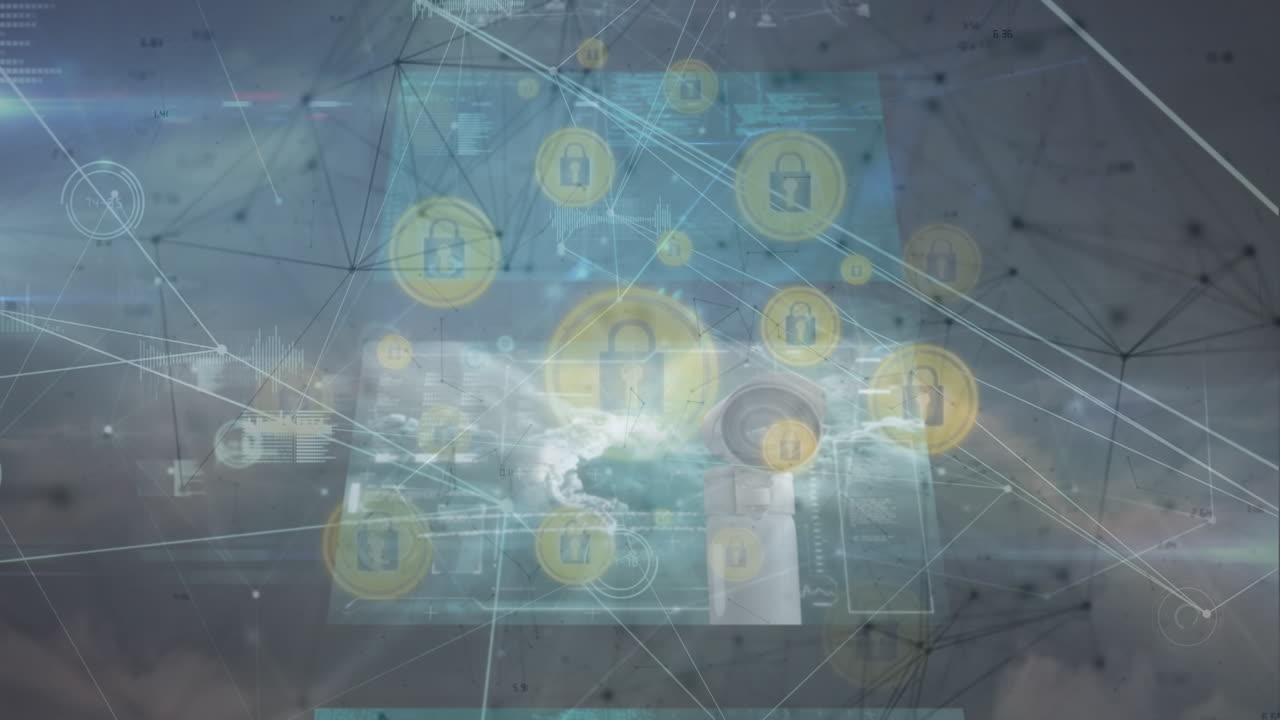 연결 및 글로브 오버 스크린의 애니메이션과 클라우드 오버 데이터