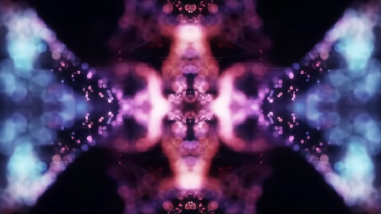 Vibrant Kaleidoscopic Patterns of Light and Color in a Dynamic Abstract Visual Display, Creating a Mesmerizing Experience of Form and Glow