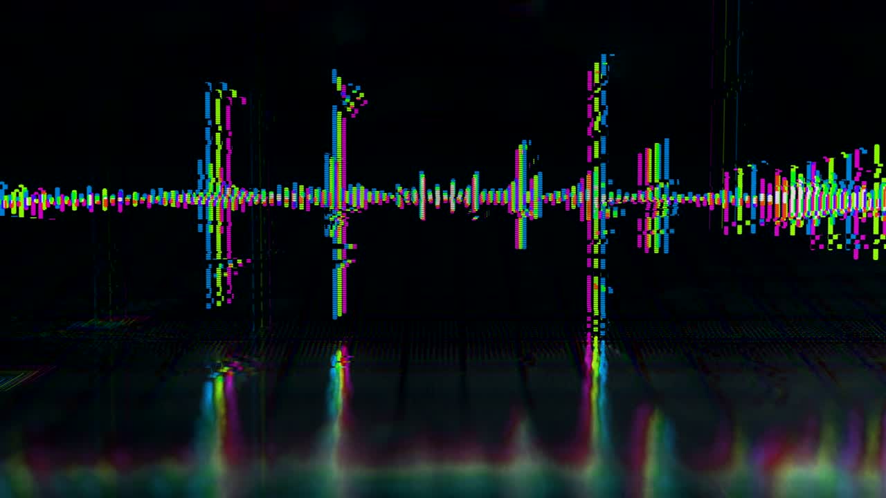 오디오 웨이브 포름 이라이저 (glitching seamless loop) 3d 렌더링 애니메이션