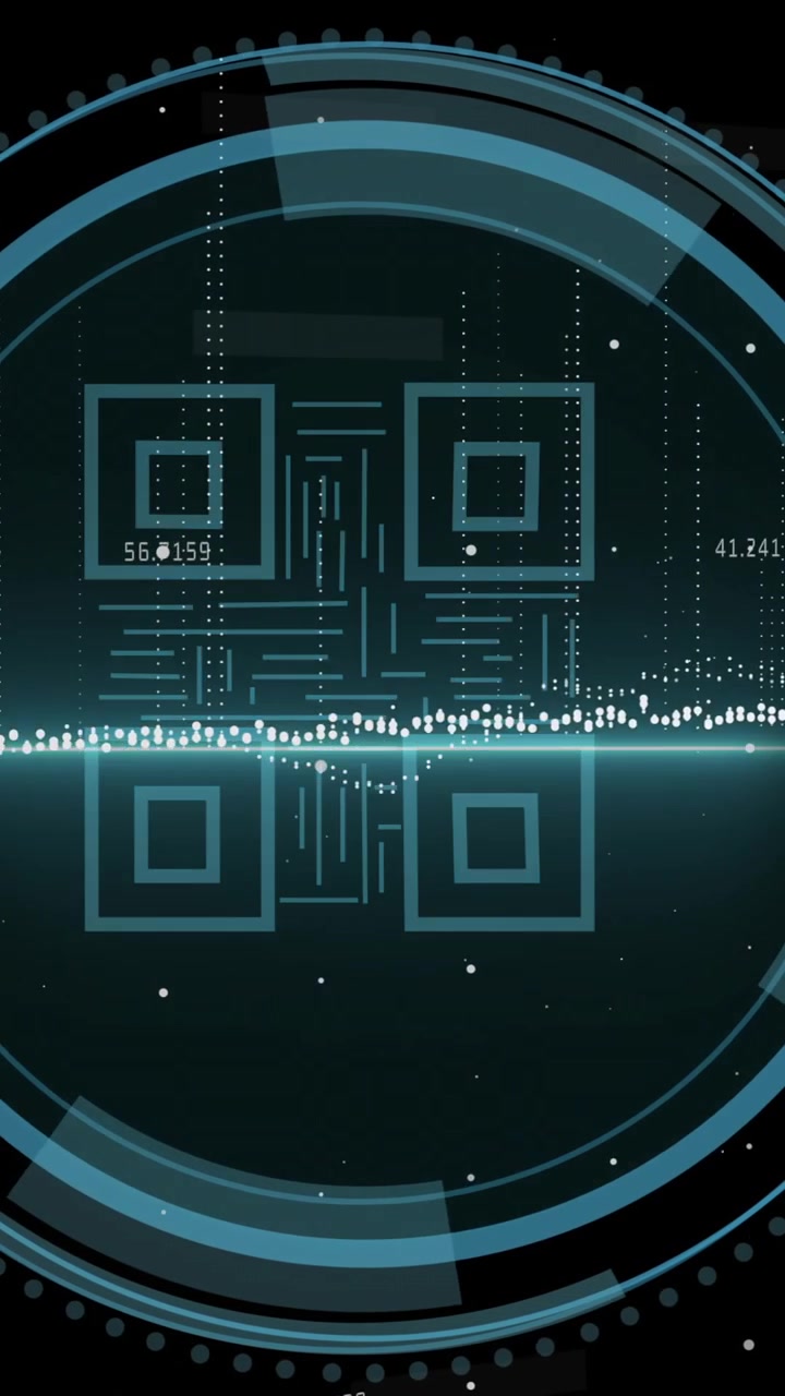 Animation of qr code and scope scanning over data processing