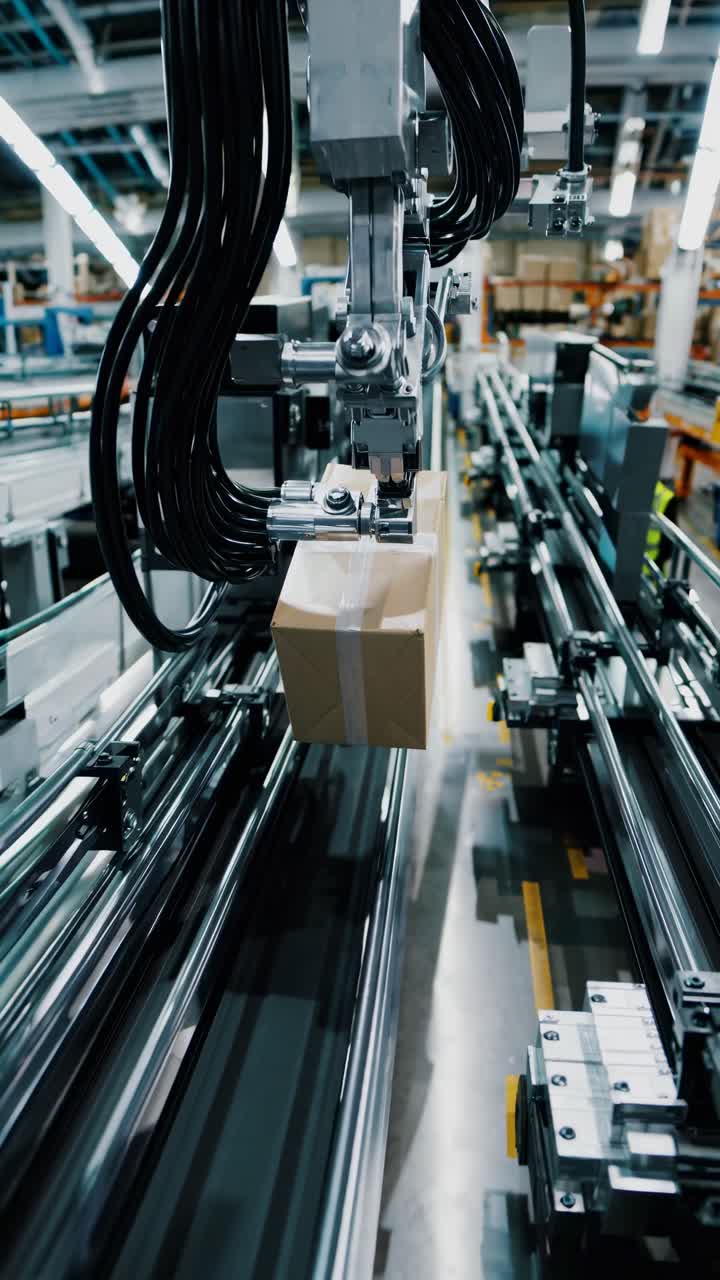 Aerial view of a modern factory floor with automated machinery and workers, showcasing industrial