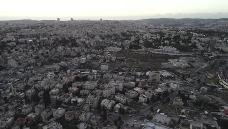 jerusalem city, israel. view to jerusalem old town. local architecture and district. cityscape and road in background