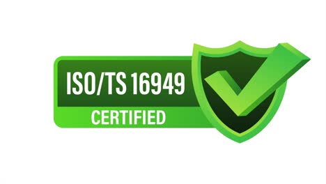 iso ts 16949 certified badge, icon. certification stamp. flat design .