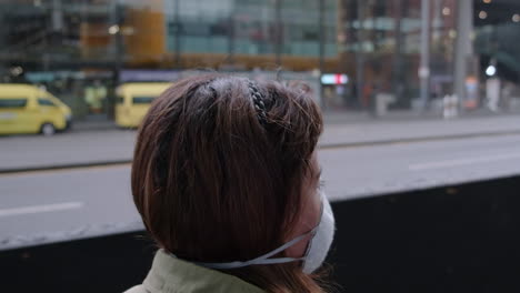 walking with mask close up covid19 coronavirus city street