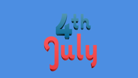 animation of independence day tex moving over blue background