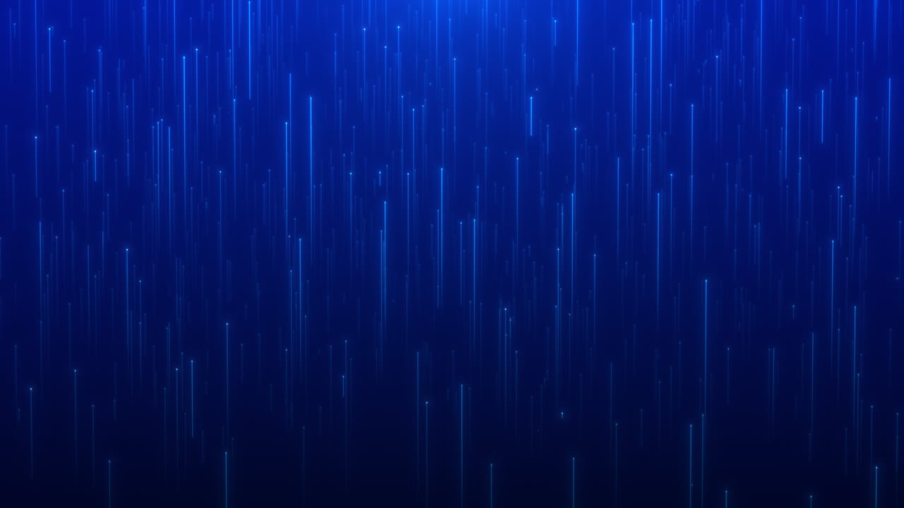 Looping Abstract Blue Digital Data Stream Rising Upwards with Glowing Light Trails, High Speed Fiber Optic Internet Concept