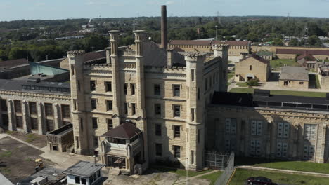 aerial view of the derelict and abandoned joliet prison or jail, a historic place