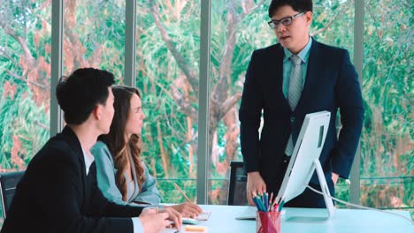 angry business person dispute work problem in group meeting