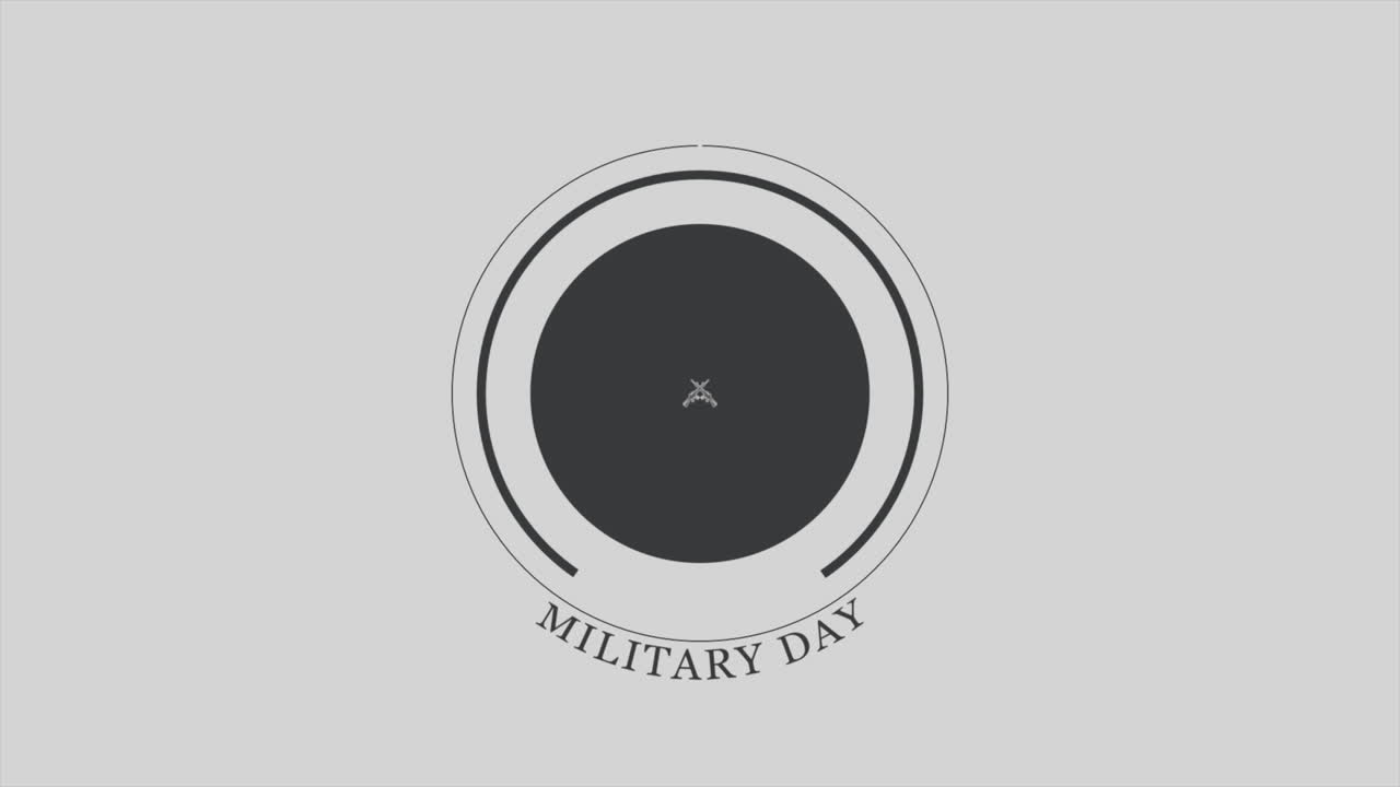 Testo animato Giorno Militare su sfondo militare con armi