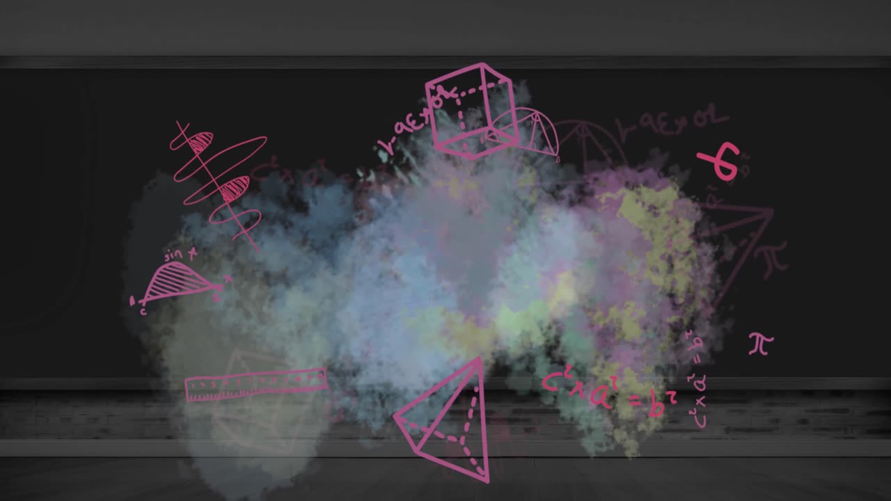 검은 바탕에 대한 수학 방정식과 다이어그램