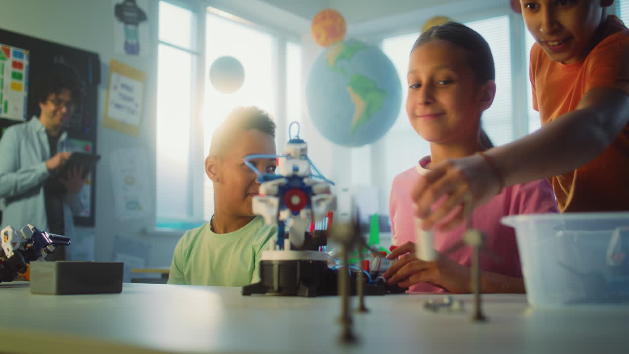 Children learning about robotics in a classroom