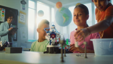children learning about robotics in a classroom