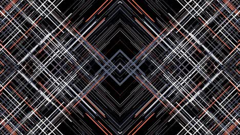 cuadros de rombo abstractos coloridos que se mueven sobre un fondo negro, bucle sin costuras. animación. vigas rectas estrechas que fluyen en diferentes direcciones