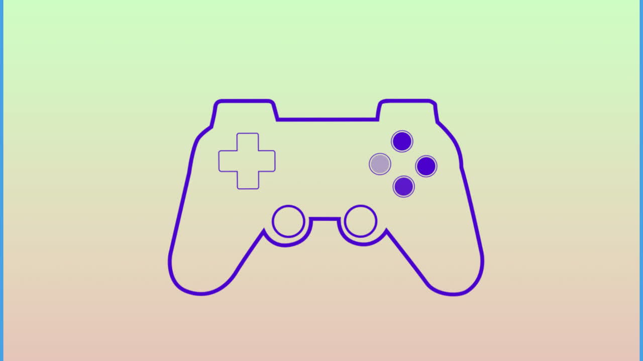 Animation of blue gamepad on beige background