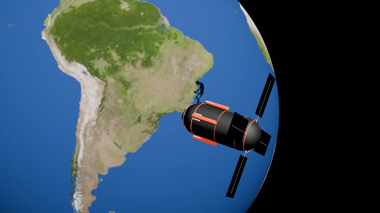 el espacio, la tierra, el esqueleto danzante.