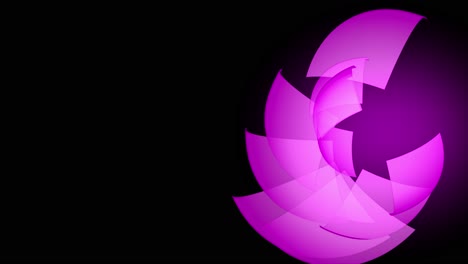 pink color sphere parts in a continuous loop animation overlapping each other