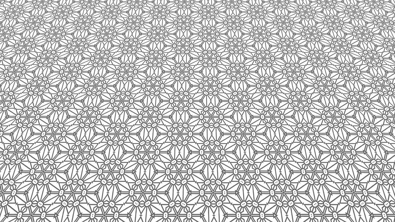 위로 기울어지고 움직이는 검은색과 색의 그래픽 패턴.