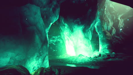 glowing green cave