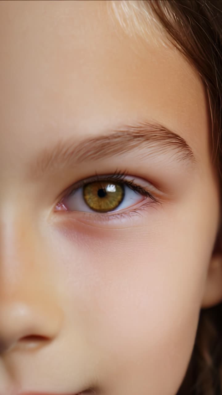 A Close-Up of a Child's Eye Highlighting Unique Features and Expressions in Two Frames, Showcasing the Captivating Depth and Color of Their Gaze