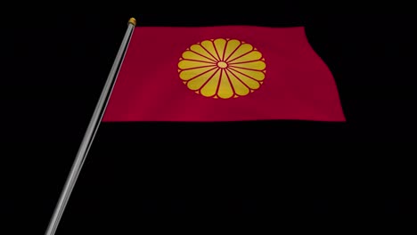 video de bucle de la bandera del emperador emérito vídeo de bucle revoloteando en el viento, video en cámara lenta 4k uhd con canal alfa.