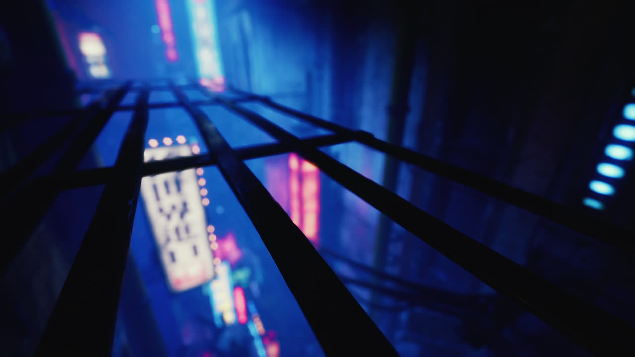 네온 조명과 함께 사이버 크 도시 풍경